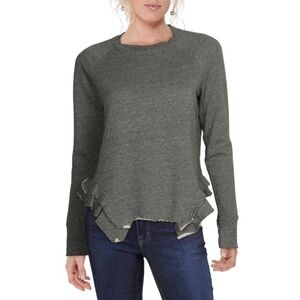 NWT Black Orchid Grey Ruffled Raw Hem Pullover Sweatshirt Size M